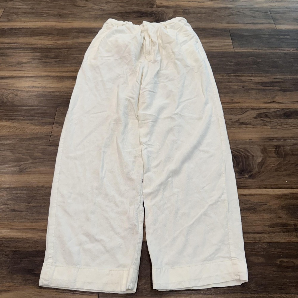 Free People Cream Wide-Leg Linen Pants